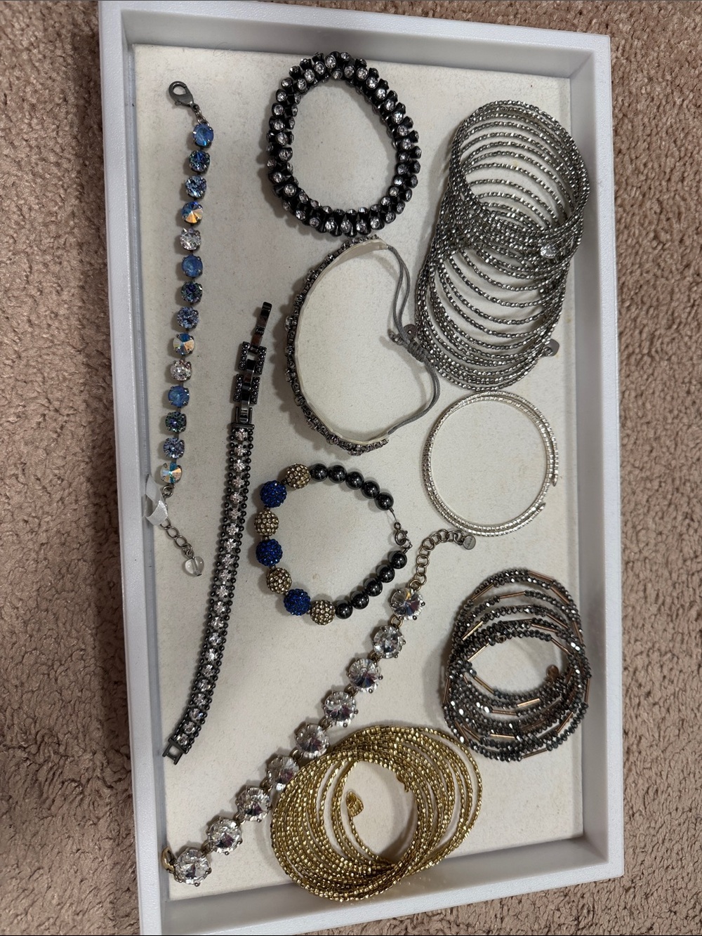 Stella & Dot Blue, Silver and Gold Mixed Bracelet Set